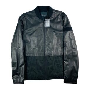 NWT Alexander Wang Black Lambskin Leather Polyester Full Zip Bomber Jacket L
